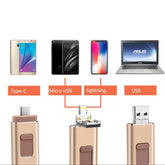 Flash Bellek iPhone Micro USB Type-C 32GB 64GB 128GB 256GB OTG